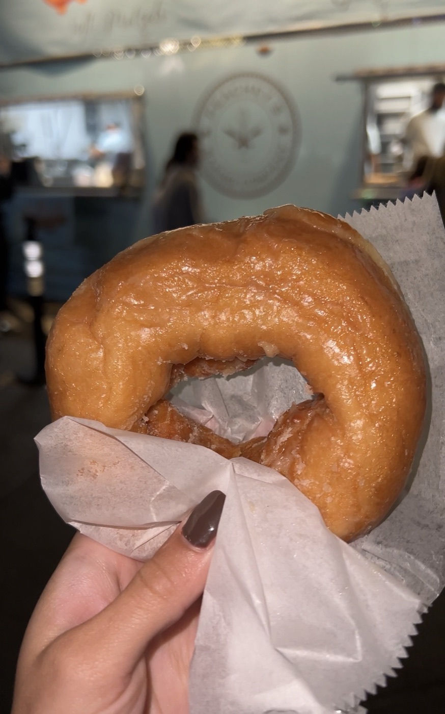 A warm glazed donut from Peachey's Baking Co. at the NC State Fair